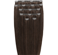 Clip on hair extensions #4 Brun - 7 sæt - 50 cm | Gold24